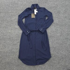 Tommy Bahama Dress Womens 3XS Blue‎ Tambour Belted Shirt Petites Collared NEW